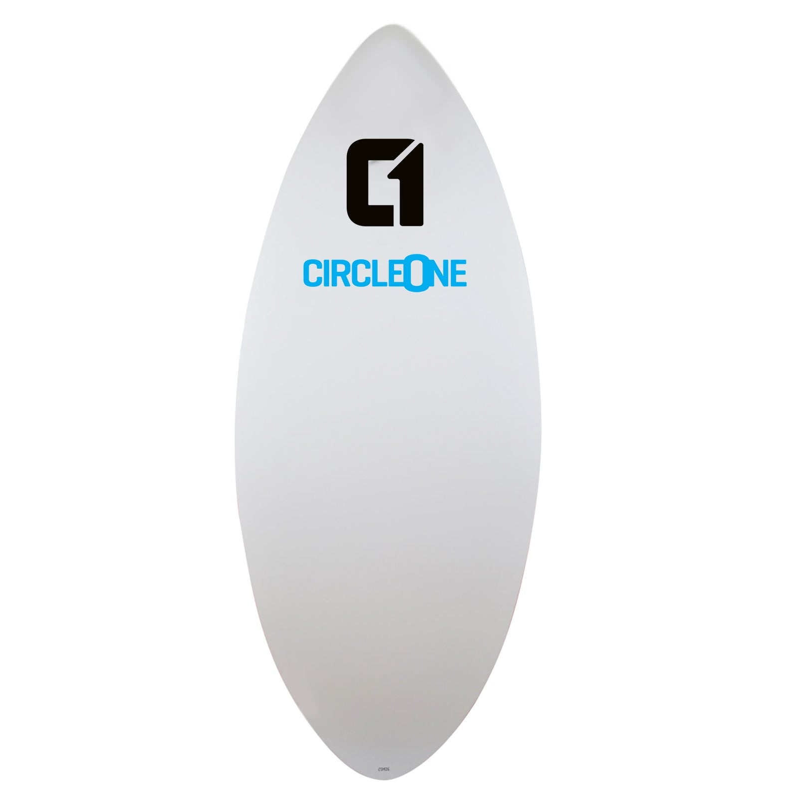 White skimboard with 'Circle One' logo on a white background