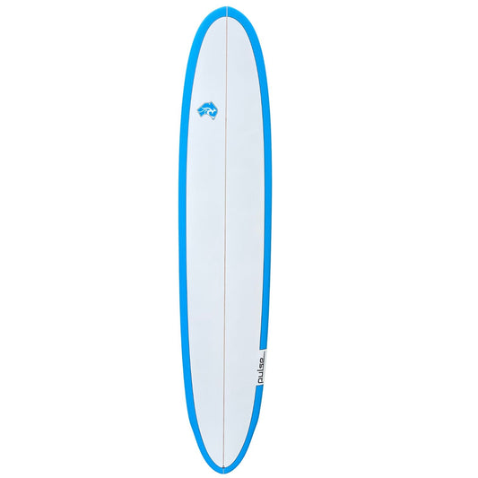 Surfboard with blue rim on a white background
