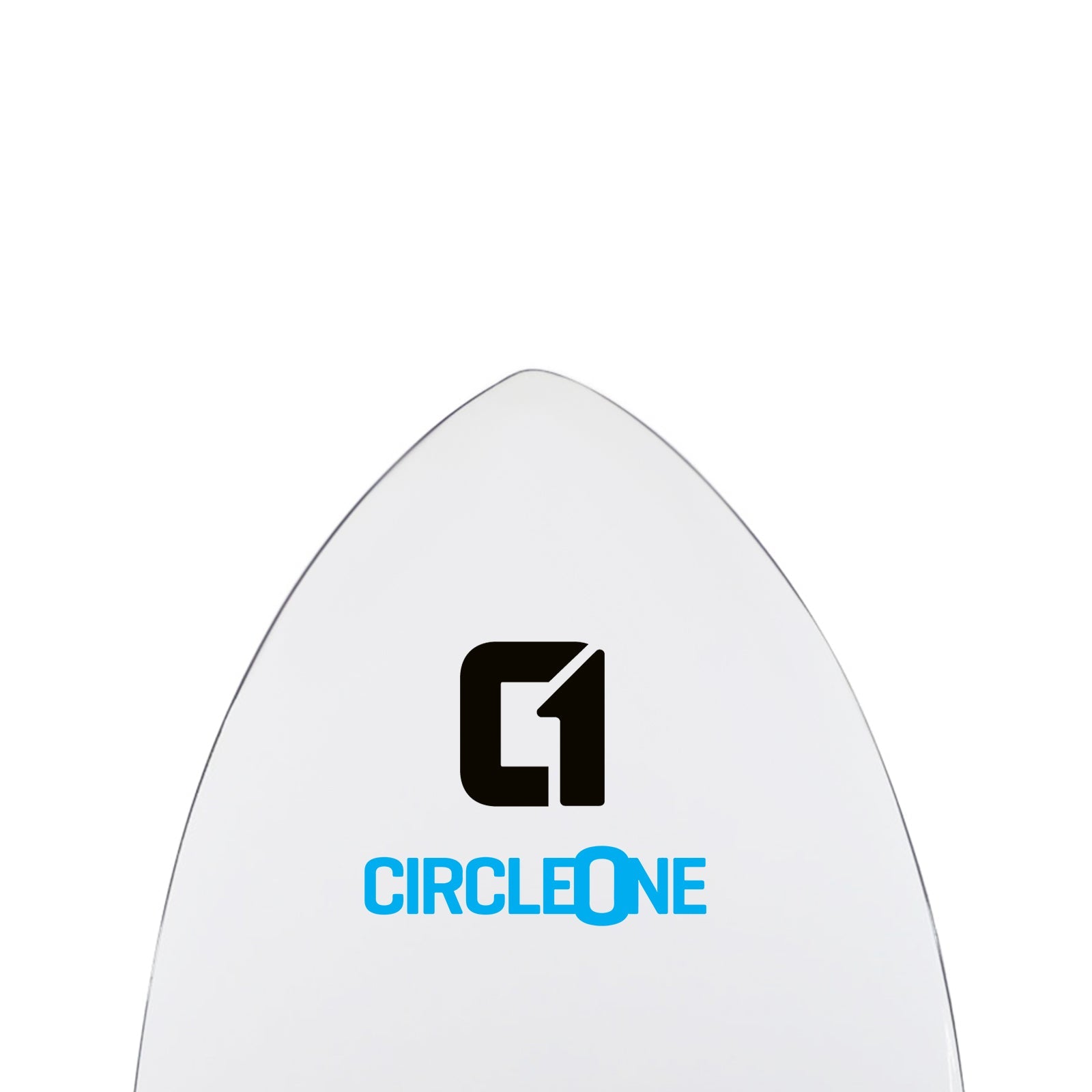 White skimboard with 'Circle One' logo on a white background